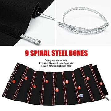 ASHLONE Latex Waist Trainer Corset Underbust Sport Cincher Womens Workout Body Shaper Black