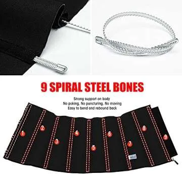 ASHLONE Latex Waist Trainer Corset Underbust Sport Cincher Womens Workout Body Shaper Black