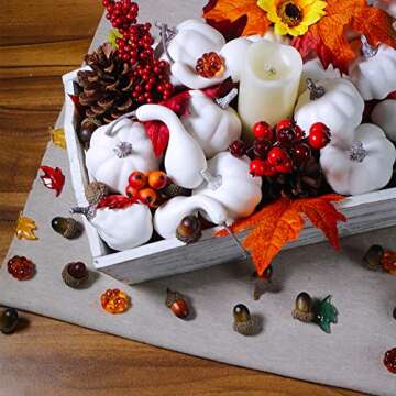 Package of 16 Mini Assorted Harvest White Artificial Pumpkin and Gourds Fall Wedding Thanksgiving Halloween Seasonal Holiday Tabletop Decoration Centerpiece