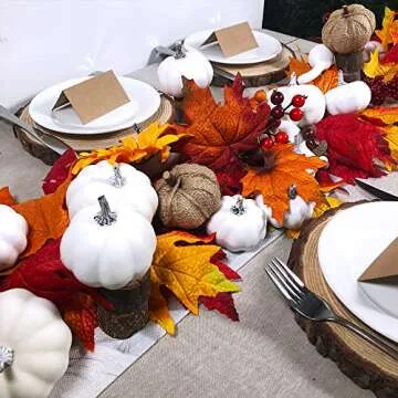 Package of 16 Mini Assorted Harvest White Artificial Pumpkin and Gourds Fall Wedding Thanksgiving Halloween Seasonal Holiday Tabletop Decoration Centerpiece
