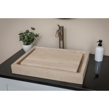 Eden Bath Rectangular Infinity Pool Stone Sink - Beige