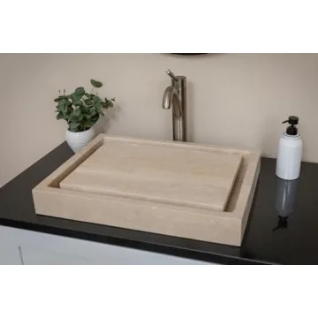 Eden Bath Rectangular Infinity Pool Stone Sink - Beige
