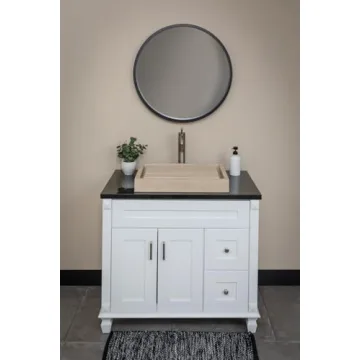 Eden Bath Rectangular Infinity Pool Stone Sink - Beige