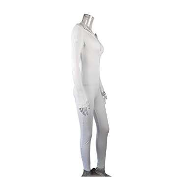 LuFeng Women's Long Sleeve High Neck Zipper Bodycon Tight Full Length Jumpsuits Rompers One Piece Outfits White