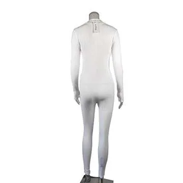 LuFeng Women's Long Sleeve High Neck Zipper Bodycon Tight Full Length Jumpsuits Rompers One Piece Outfits White
