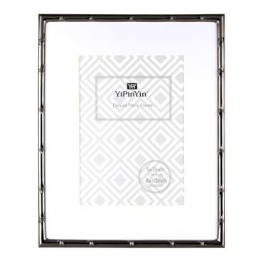 Elegant 8x10 Bamboo Design Black Metal Photo Frames Set of 2