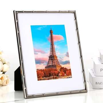 Elegant 8x10 Bamboo Design Black Metal Photo Frames Set of 2