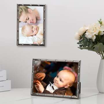 Elegant 8x10 Bamboo Design Black Metal Photo Frames Set of 2