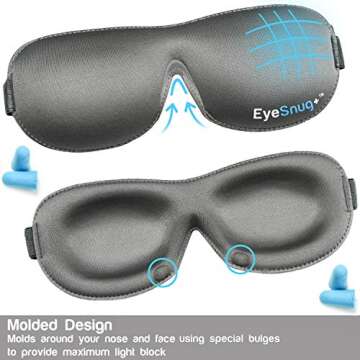 NeckSnug 4-in-1 Sleep Set - 100% Memory Foam Neck Travel Pillow with 3D Contoured Sleep Mask. Airplane Neck Pillow Travel for Adults. Perfect Travel Neck Pillow, Airplane Pillow for Flight