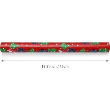 AUCLAY Reversible Christmas Wrapping Paper Roll for All Ages
