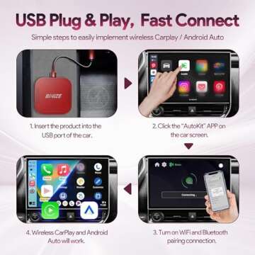 Binize Wireless CarPlay Android Auto Multimedia Video Box,4G Cellular,4G+64GB,8Core, Android 13,Support SIM&TF Card Bluetooth,Only Support Car with OEM Wired CarPlay/Android Auto