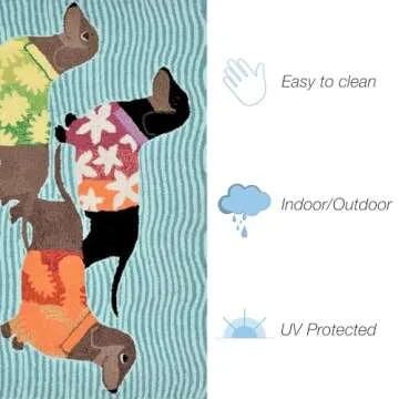 Liora Manne FRONTPORCH Indoor/Outdoor Hand Tufted Durable Area Rug - Contemporary Coastal Animal Colorful (Tropical Hounds Multi) (2' x 5')