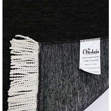 Modefa Turkish Islamic Prayer Rug | Chenille Muslim Prayer Mat Islam Sajada | Muslim Prayer Rug Janamaz | Ramadan or Eid Gift with Car Hanger - Luxury Woven Meccan (Black KB)