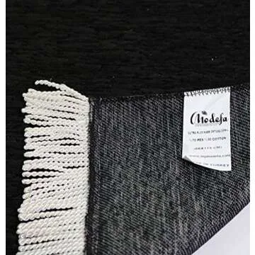 Modefa Turkish Islamic Prayer Rug | Chenille Muslim Prayer Mat Islam Sajada | Muslim Prayer Rug Janamaz | Ramadan or Eid Gift with Car Hanger - Luxury Woven Meccan (Black KB)