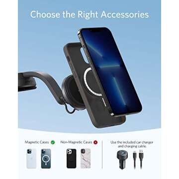 Anker Magnetic Wireless Charger for iPhone 16/15 - MagGo Car Mount