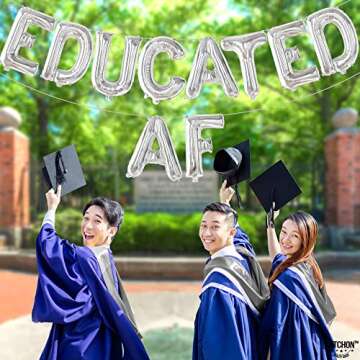 KatchOn Silver Educated AF Graduation Balloons Banner 16 Inch