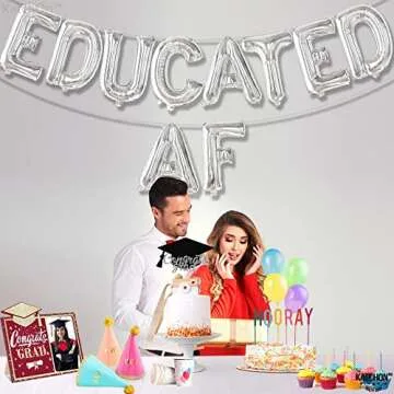 KatchOn Silver Educated AF Graduation Balloons Banner 16 Inch