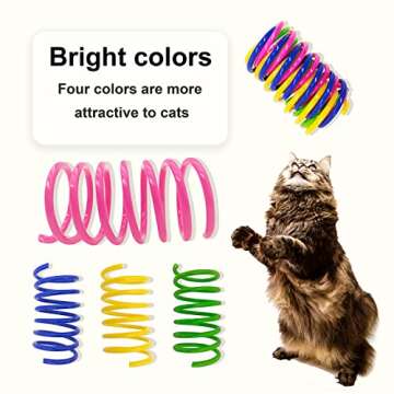 AGYM Cat Toys, 60 Pack Cat Spring Toys for Indoor Cats, Colorful & Durable Plastic Spring Coils Attract Cats to Swat, Bite, Hunt, Interactive Toys for Cats and Kittens