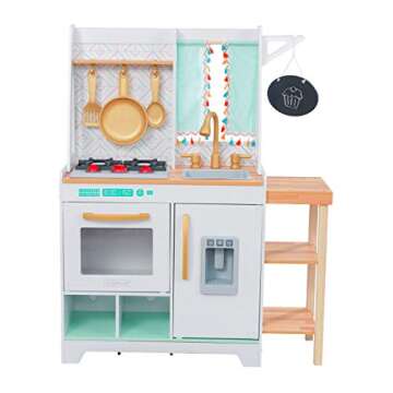KidKraft Kensington Market Wooden Kids Kitchen Playset with Lights, Sounds & Kitchen Toys for Boys & Girls (Toddlers Ages 3+)