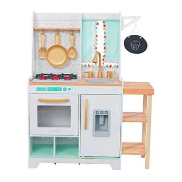 KidKraft Kensington Market Wooden Kids Kitchen Playset with Lights, Sounds & Kitchen Toys for Boys & Girls (Toddlers Ages 3+)