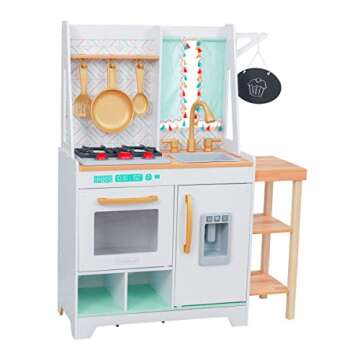 KidKraft Kensington Market Wooden Kids Kitchen Playset with Lights, Sounds & Kitchen Toys for Boys & Girls (Toddlers Ages 3+)
