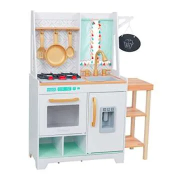 KidKraft Kensington Market Wooden Kids Kitchen Playset with Lights, Sounds & Kitchen Toys for Boys & Girls (Toddlers Ages 3+)