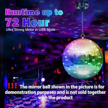 Rotating Disco Ball Motor with Remote,Light Up Disco Ball Spinner,6-12RPM Adjustable Spend Heavy Dut...