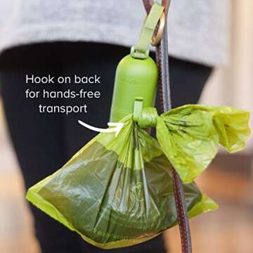 Earth Rated Leash Dispenser & 15 Dog Poop Bag Bundle Pack - Ultra-Thick Doggie Waste Bags with Holder | Lavender-Scented With Leak-Proof Security