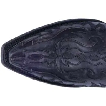 Dan Post Womens Hallie Tooled-Inlay Embroidery Snip Toe Casual Boots Knee High Low Heel 1-2" - Black - Size 7.5 M