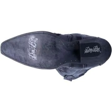 Dan Post Womens Hallie Tooled-Inlay Embroidery Snip Toe Casual Boots Knee High Low Heel 1-2" - Black - Size 7.5 M