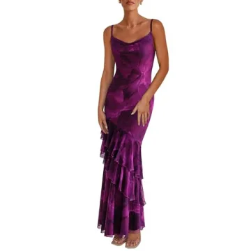 PRETTYGARDEN Maxi Dresses for Women 2025 Summer Spaghetti Strap Beach Sundress