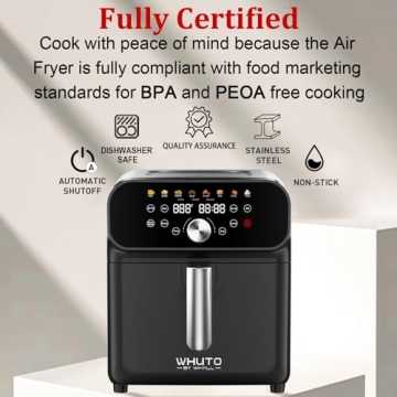 WHUTO 6QT Air Fryer Digital Touchscreen 12 Preset Functions