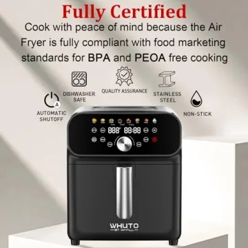 WHUTO 6QT Air Fryer Digital Touchscreen 12 Preset Functions