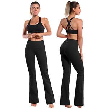 BUBBLELIME 29"/31"/33"/35"/37" 4 Styles Women's High Waist Bootcut Yoga Pants - Basic Nylon_Black M-35 Inseam