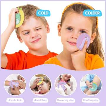 Hilph Kids Ice Packs for Boo Boos, Reusable Toddler Gel Hot Cold Pack with Cover for Pain Relief, Cute Animal Dinosaur Ice Pack Hot Cold Therapy for Kid Bump, Bruise, First Aid (3 Packs)