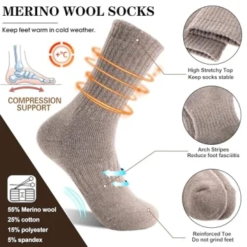 MOGGEI Women Merino Wool Hiking Socks for Winter Comfort