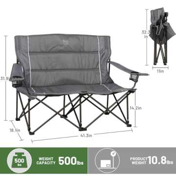 Lightweight Timber Ridge 2 Person Folding Loveseat