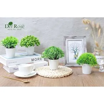 Der Rose 4 Packs Fake Plants Mini Artificial Greenery Potted Plants for Home Office Table Room Farmhouse Decor Indoor