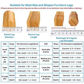 16 Pack Chair Leg Floor Protectors for Hardwood Floors, Round Rubber Furniture Sliders, 360°Felt Pad Bottom Wrapped Thickening Silicone Furniture Legs Caps Covers(Square,Clear-Brown-S)