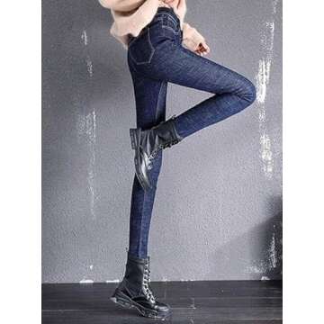 Dkieuyu Fleece Lined Jeans for Women - Warm Winter Style