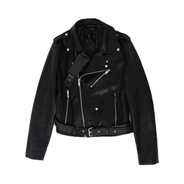 Jhichic Women's Short Leather Moto Jacket - Stylish & Chic