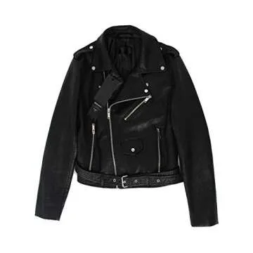 Jhichic Women's Short Leather Moto Jacket - Stylish & Chic