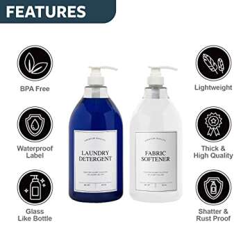 Calindiana Modern Farmhouse Liquid Laundry Detergent and Fabric Softener Dispenser for Laundry Room ...