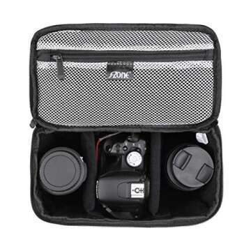 S-ZONE Padded Folding Camera Bag for DSLR SLR Camera TLR Sony Canon Nikon or Flash, Black, Briefcase