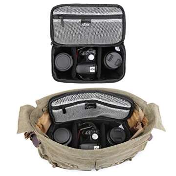S-ZONE Padded Folding Camera Bag for DSLR SLR Camera TLR Sony Canon Nikon or Flash, Black, Briefcase