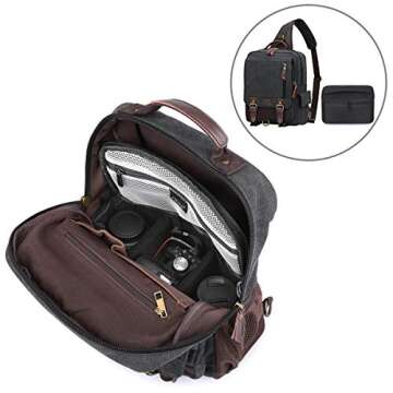 S-ZONE Padded Folding Camera Bag for DSLR SLR Camera TLR Sony Canon Nikon or Flash, Black, Briefcase