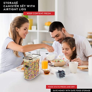 DWËLLZA KITCHEN Cereal Containers - 4 Pack Airtight Dispenser