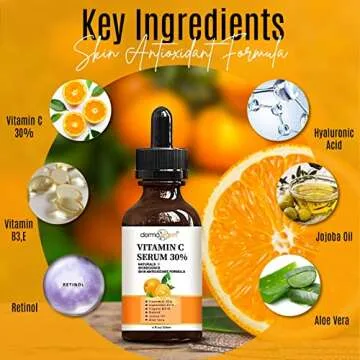 DERMAXGEN 30% Vitamin C Serum for Face, Hyaluronic Acid + Vitamin (B3 + E) + Jojoba + Aloe Vera- Natural & Organic Anti Wrinkle & Skin Rejuvenator Moisturizer Vitamin C for All Skin - (4 FL OZ)