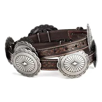 ARIAT Women's Tooled Leather Concho Belt - Stylish & Durable