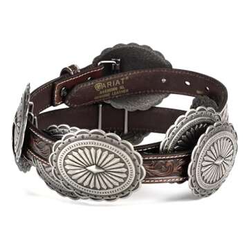 ARIAT Women's Tooled Leather Concho Belt - Stylish & Durable